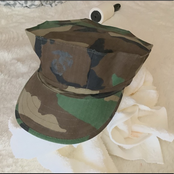 Vintage, NWOT, (100% Cotton), USMC 8 Point Camouflage EGA Utility Cap - Picture 1 of 3